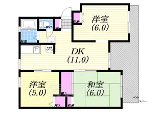 岩園サニーハイツ A棟【4階】の間取り
