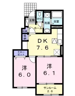 グランディール城南A【1階】の間取り