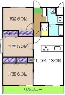 エクセル万々【3階】の間取り
