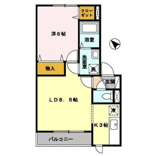 【管理物件】メゾン・ド・リヴィエール B【1階】の間取り