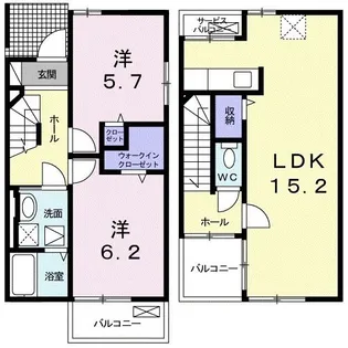 カーサ バルコニー【1階】の間取り