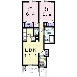 ファミーユ 大菅II【1階】の間取り