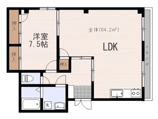 広島県広島市中区南竹屋町【マンション】の間取り