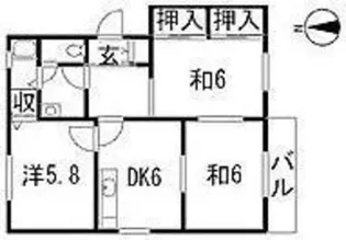 ルミエール鶴江B棟【2階】の間取り