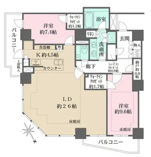 ザ・パークハウス三田ガーデン タワー棟【21階】の間取り