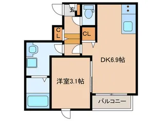 エクシア福大駅前A【1階】の間取り