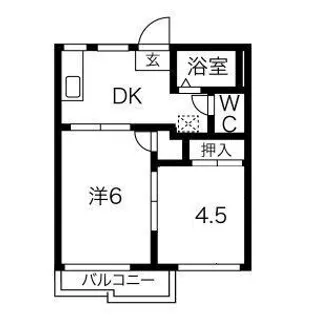 コーポグリーンIIA・B棟【1階】の間取り