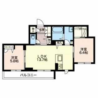 グレイスコート今朝白 B【2階】の間取り