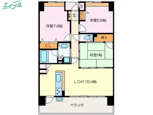 サンマンションアトレ松阪駅前【11階】の間取り