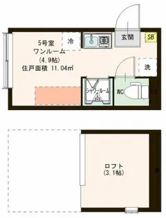 東京都世田谷区砧5【アパート】の間取り