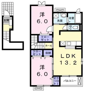 フォレスト グリーンB【2階】の間取り