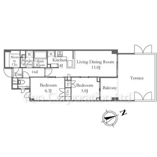 ミッドガーデン赤坂氷川【1階】の間取り