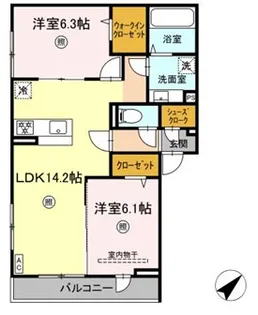 ディーパイナ大倉山【2階】の間取り