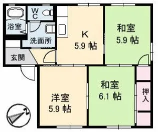 レーヴィンスKASEN 香【1階】の間取り