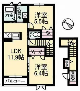 クレインアート A棟【2階】の間取り