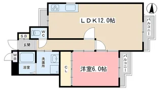 ミニヨンハウス勧修【1階】の間取り