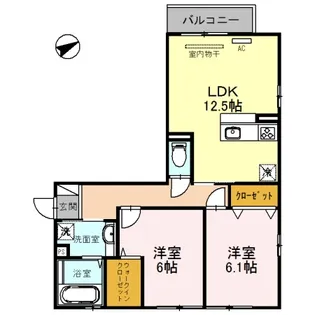 カルムメゾン アンソレイェII【3階】の間取り