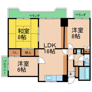 番町マンション【8階】の間取り