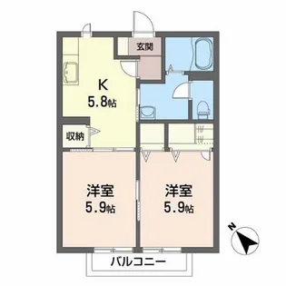 メゾン・グリシーヌA【2階】の間取り