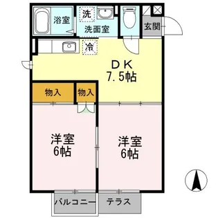 ソレアード定西【1階】の間取り