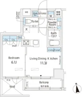 Belle Vue 浅草橋【6階】の間取り