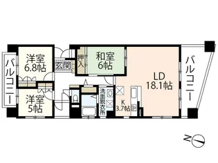 サーパス五日市駅前【9階】の間取り