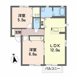 ラフィーネ笹谷【2階】の間取り