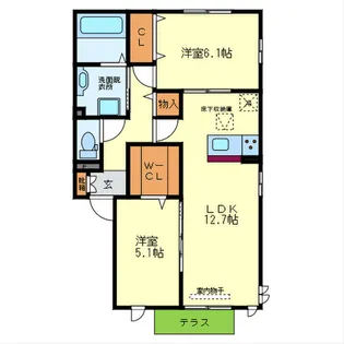 スカイヒル枚方A棟【1階】の間取り