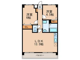 ハイム三味西【4階】の間取り