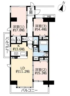 URグリーンタウン小金井【3階】の間取り