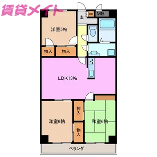 プロミネント四日市【2階】の間取り