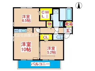 グランモアK A棟【2階】の間取り