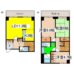 芦野マンション2号棟の間取り