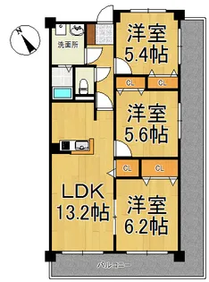 パークハイツ万代【6階】の間取り
