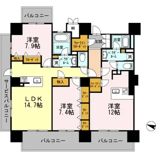 ロイヤルパークスERささしま WEST【11階】の間取り