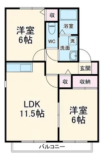 シャトージュネスA【2階】の間取り