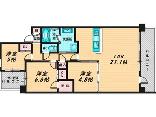 エスリード西大寺ザ・レジデンス【4階】の間取り