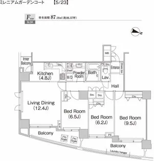 ミレニアムガーデンコート【4階】の間取り