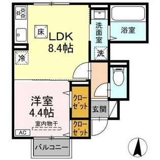 ハニーハイム【1階】の間取り
