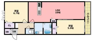 兵庫県西宮市甲子園口2【マンション】の間取り