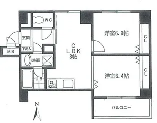 ツワイザ笹塚【2階】の間取り