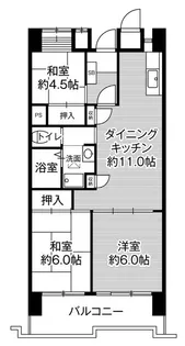 ビレッジハウス光南タワー1号棟【13階】の間取り