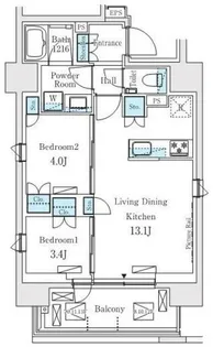 プライムガーデン恵比寿南【8階】の間取り