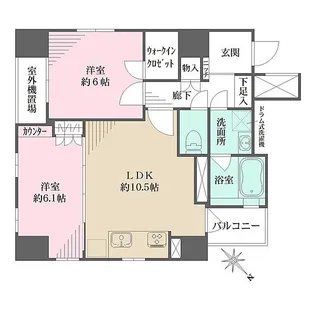 グランスイート銀座レスティモナーク【9階】の間取り