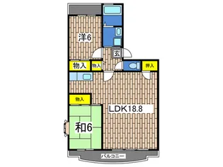 エスポワ-ル名瀬【1階】の間取り