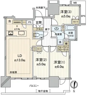 幕張ベイパーク ライズゲートタワー【25階】の間取り