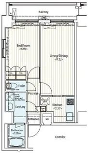 ドゥーエ新富町【8階】の間取り
