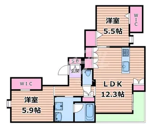 内代レジデンスサウス【4階】の間取り