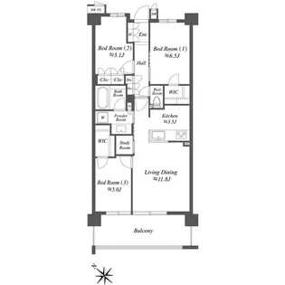 ザ・ケンジントン・レジデンス横濱片倉【5階】の間取り