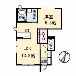 ウィンディアライフ若葉 B【1階】の間取り